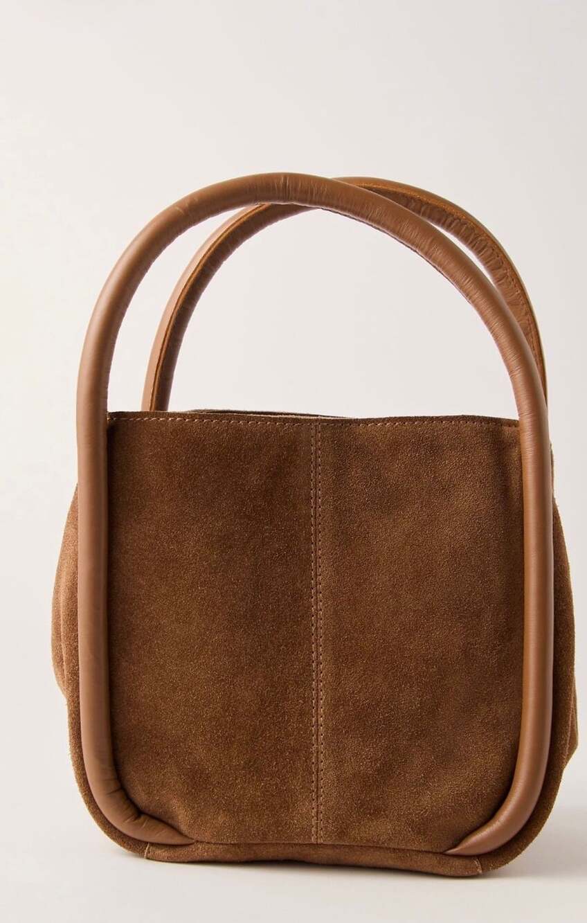 Free People Barlow Suede Bucket Bag Cognac NWT